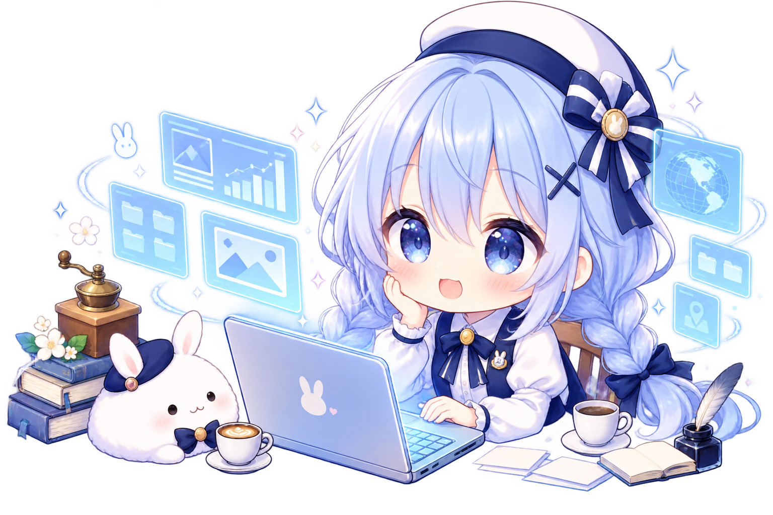 智乃在月兔数据台前工作